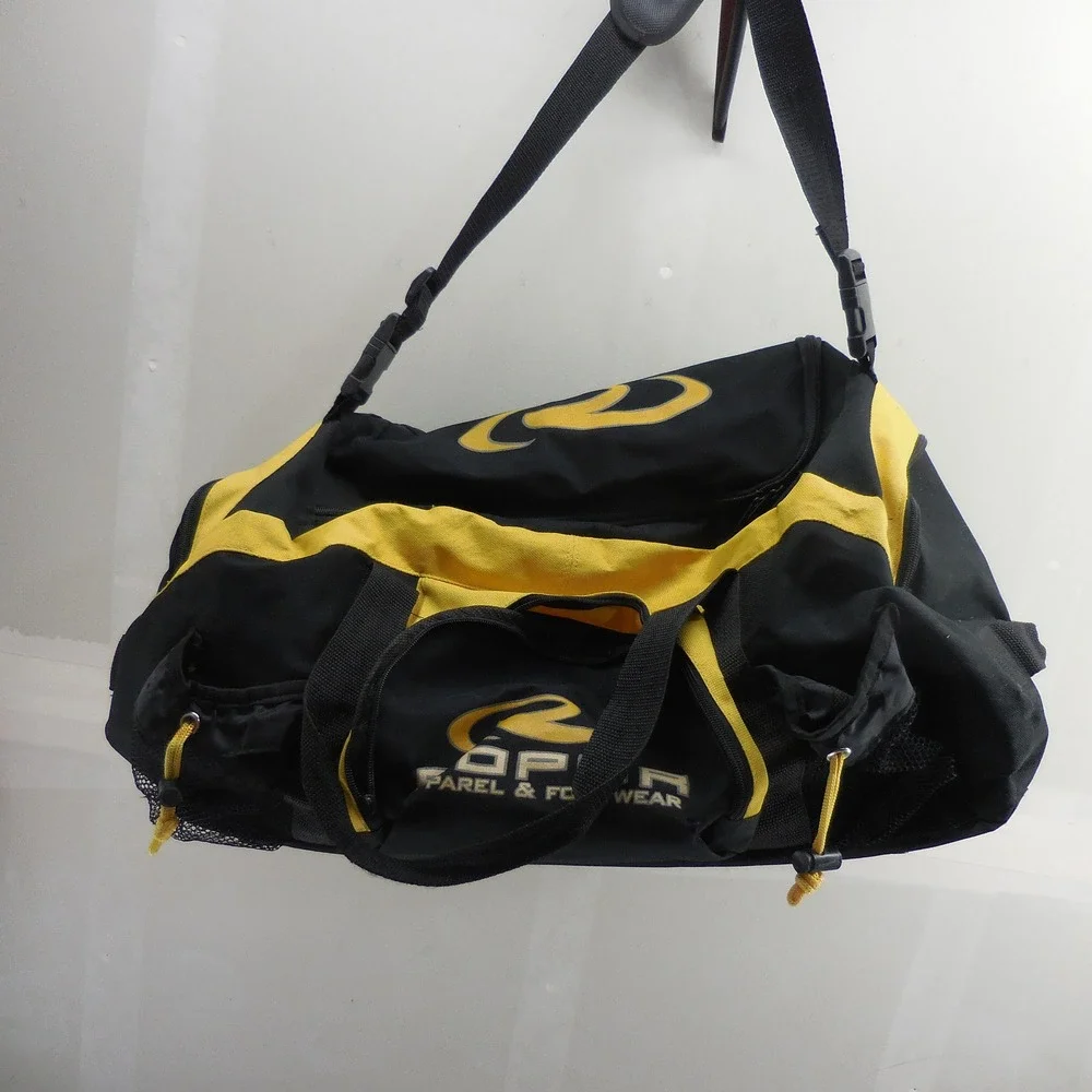 Vintage Roper Duffel Bag Black Yellow Rodeo Travel Gym Gear Bag Large 22 Inch